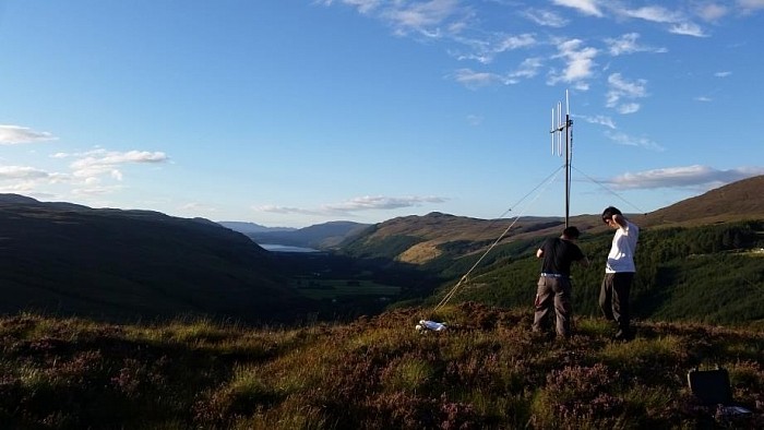 Hilltop deployable digital VHF repeater (extends range) running from battery pack