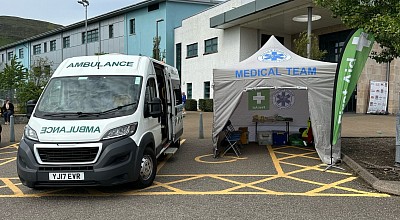 Ambulance and treatment tent at Skye half marathon